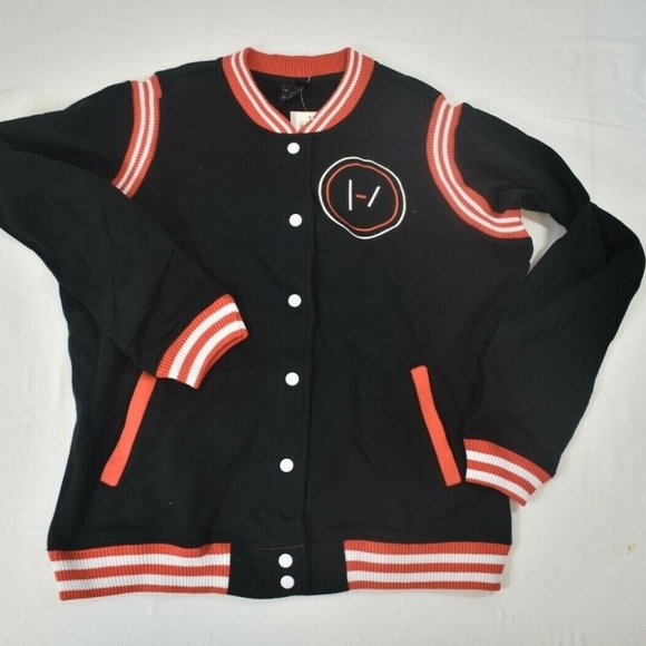 Twenty One Pilots Juniors Blurry Face Logo Varsity Jacket New 2XL - Picture 3 of 7